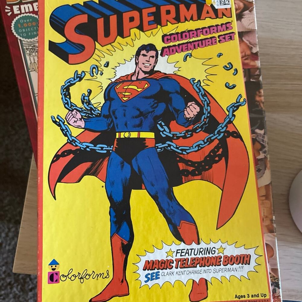 Vintage 1978 Superman Colorforms Adventure Set Complete Magic Telephone Booth DC